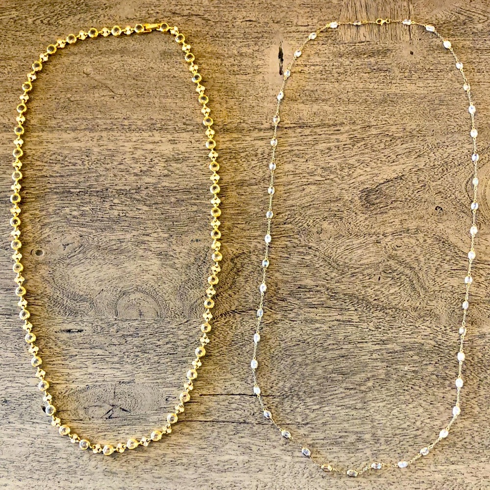 Two Gold and Cubic Zirconia chain necklaces